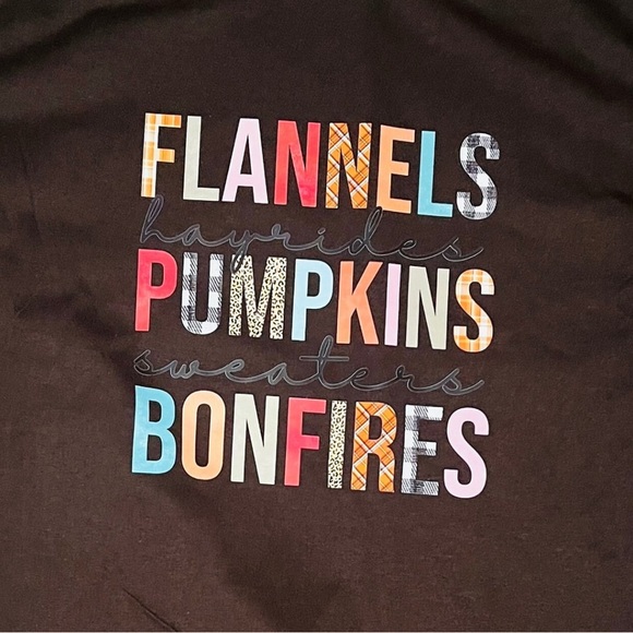 Flannels, Hayrides, Pumpkins, Sweaters, Bonfires Shirt, Harvest, Fall, size XL - Picture 2 of 2